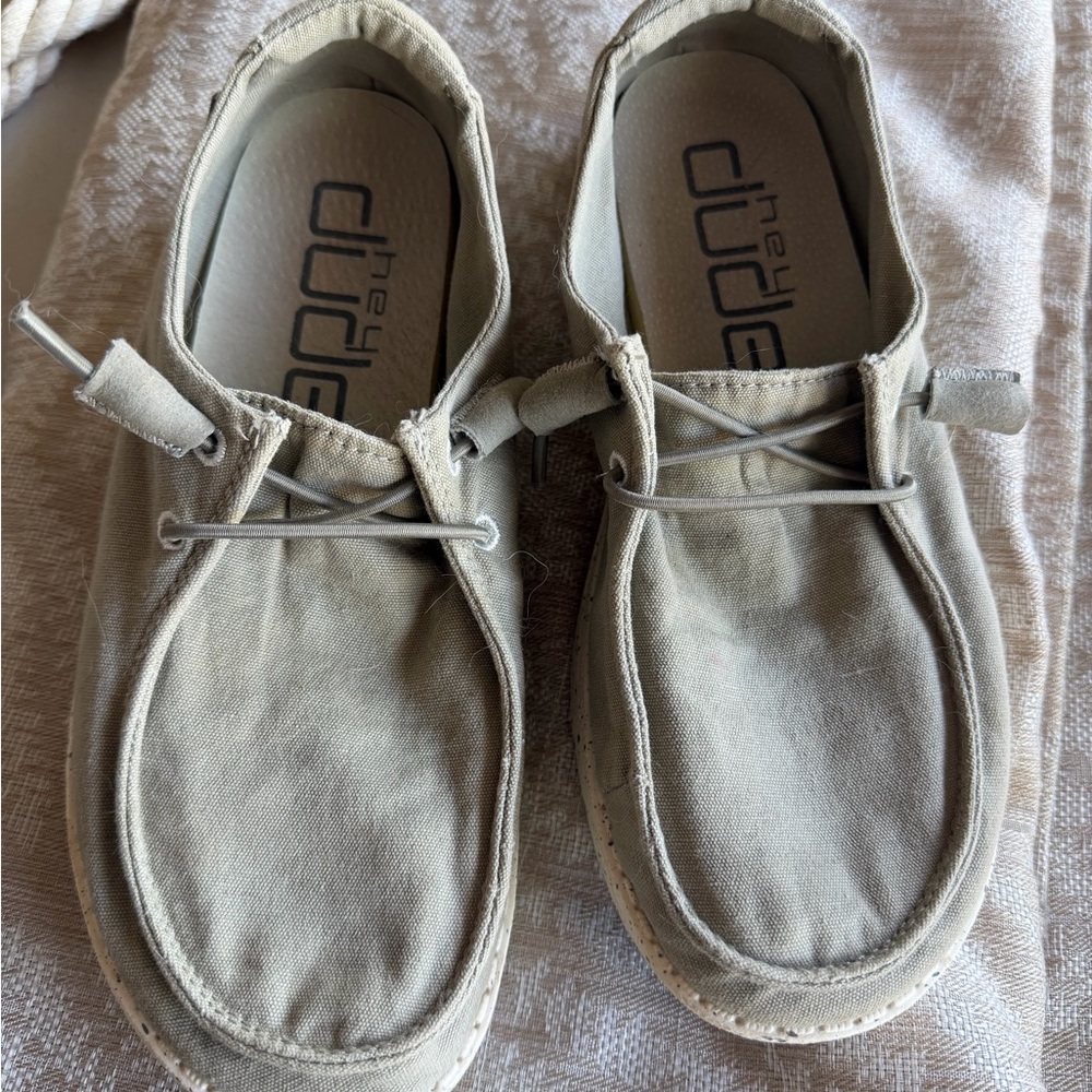 Hey Dude Women’s Casual Canvas Moccasin Shoes in Light Beige